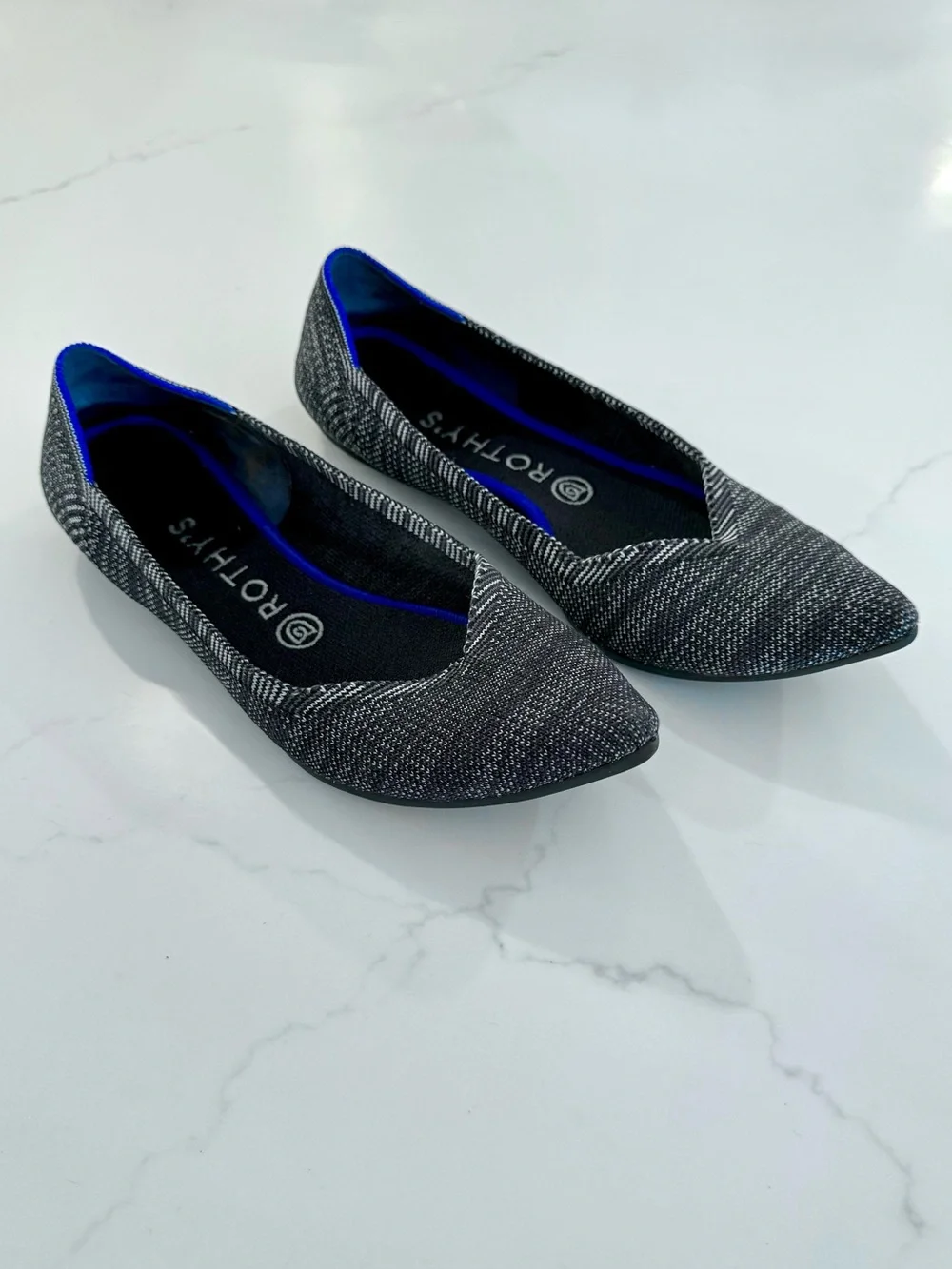 Rothy’s The Point Pointed Toe Flats Size 9 Cloud Grey Birdseye - Retired Color